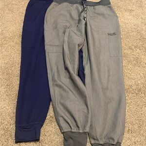 Gray and Navy Jogger Scrub Pants